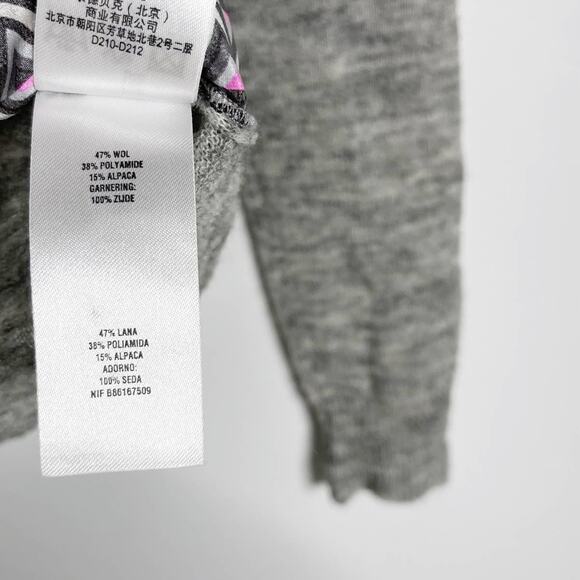 Ted Baker Womens 0 XXSmall Gray Amberly Geometric Printed Sweater Wool Silk Crew - Picture 7 of 8